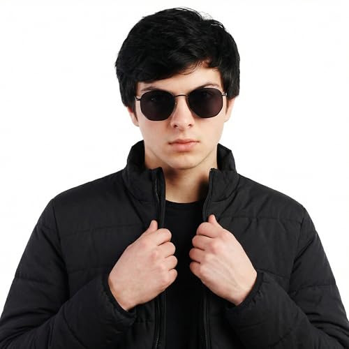 Image of VINCENT CHASE EYEWEAR Polarized and 100% UV Protected | Branded and Stylish Sunglasses | Matte Black - Grey Full Rim Round | For Men & Women | Medium | VC S18682