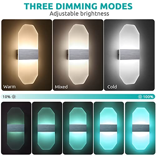 Vellbong Led Wall Sconces Indoor-Rgb+Cct Smart Wall Light Fixtures 12W, Modern Wall Lamps Hardwired With App Control, Music Sync, Stepless Dimmable Acrylic Sconces Wall Lighting For Bedroom Hallway #TOP1