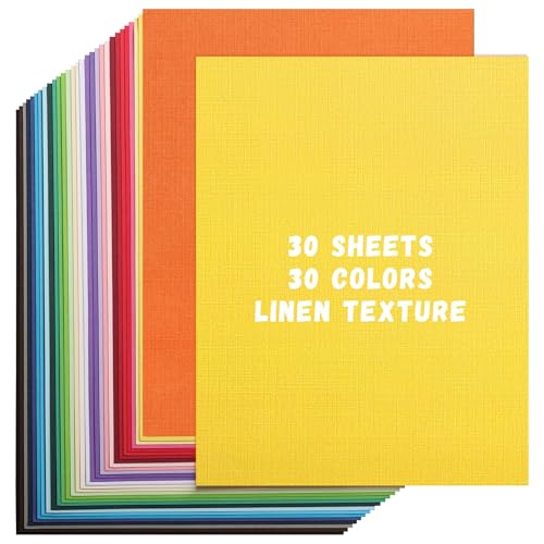 30 Sheets Textured Colored Cardstock - 8.5 x 11.0 inch / 30 Colors 85lb 230gsm 21.6 x 27.9 cm Heavyweight Card Paper for DIY Card Art Paper Crafting Scrapbook Festive Decor UAP14MX030