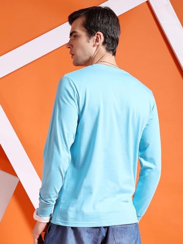 Image of The Indian Garage Co Men Cotton Slim Fit Solid V-Neck Tshirt