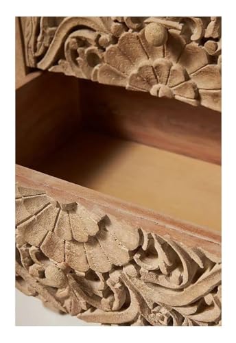 Image of Hand Carved Floral Pattern Book Shelf of 4 Drawers for Livingroom Furniture 50D x 180W x 40H Centimeters