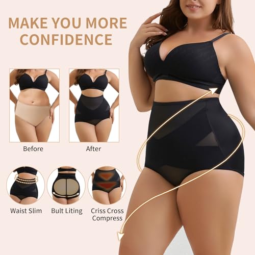 Pehhim Roupa íntima modeladora com controle de barriga para mulheres, cintura alta, modeladora, calc