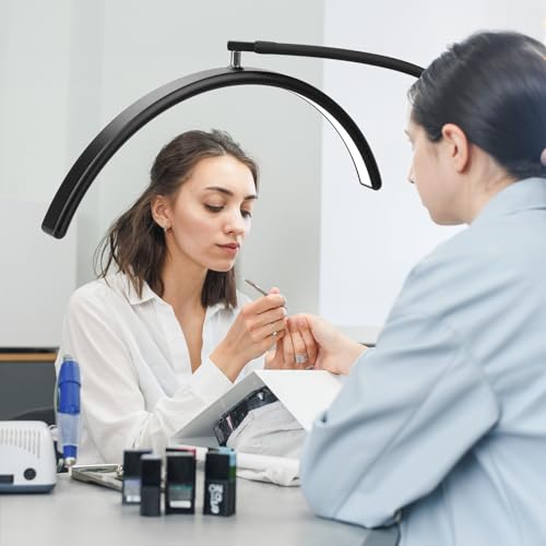 Image of Half Moon LED Floor Light - Professional Shadow-Free, Dimmable Lamp | for Lash Techs, Estheticians & Tattoo Artists | Eyelash Extensions, Nail Art, Home & Office (Matte Black)
