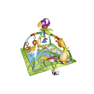 Fisher-Price GXC35 – Rainforest Erlebnisdecke mit Musik und Lichtern, Spieldecke mit Lichtern, Musik und bunten Charakteren, Babyspielzeug ab der Geburt
