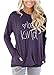 ONLYSHE Womens Casual Long Sleeve Tops Tunic Crewneck Sweatshirts Clearance Purple