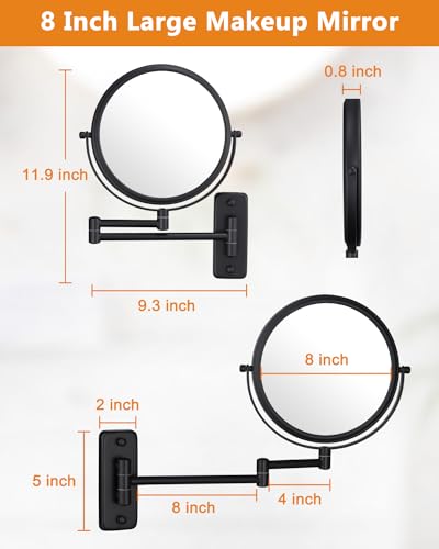 Espejo de Maquillaje de Pared Redondo 8 Pulg 10X Ampliación miniatura 4