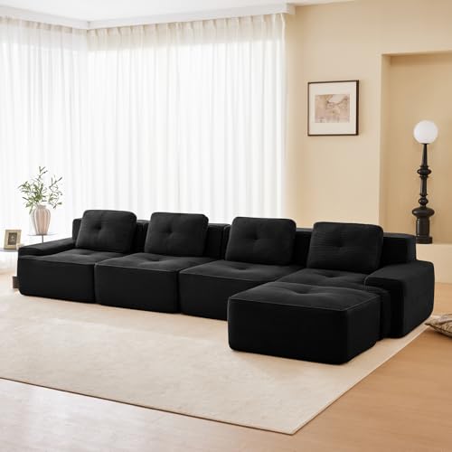 Image of Corduroy Modular Sectional Sofa, Oversized Cloud Couches for Living Room
