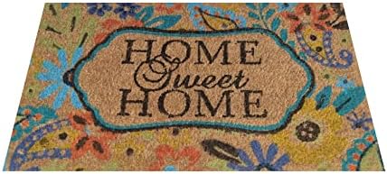 Coir door mat, inside and outside door mats, welcome mat, indoor and outdoor doormats, front doormat, non slip with PVC backing, entrance door mat, heavy duty coir door mat, 40x70 (Welcome Home)