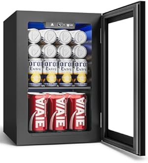 24 Cans Beverage Refrigerator Cooler - Mini Fridge with Digital Temperature Control, Soda Wine Beer Drink Fridge - Small Refrigerator for Office Home Bedroom Dorm Bar, Black