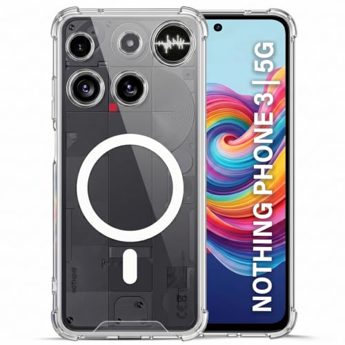 Image of TRUEUPGRADE Back Cover for Nothing Phone 3 | Mag-Safe Printed Transparent Case | Hard PC Back + Soft TPU Bumper | Magnetic Print Shockproof Protective Cover | Crystal Clear