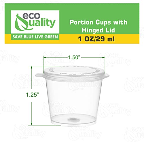 EcoQuality [50 Pack] 1 Oz Leak Proof Plastic Condiment Souffle Containers with Attached Lids - Portion Cups with Hinged Lid Perfect for Sauces, Samples, Slime, Jello Shot, Food Storage & More! - Thumbnail 4