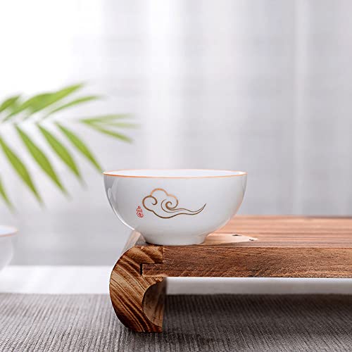 Image of Liang baobao Chinese Tea Tasting Cup Set of 4, 2oz White Porcelain Mini Cups for Gongfu Tea Ceremony (clouds)