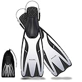 WACOOL Professional Long Blade Fins Flippers Freediving Speafishing for Snorkeling Diving Scuba or Swimming Training (White,L-XL)