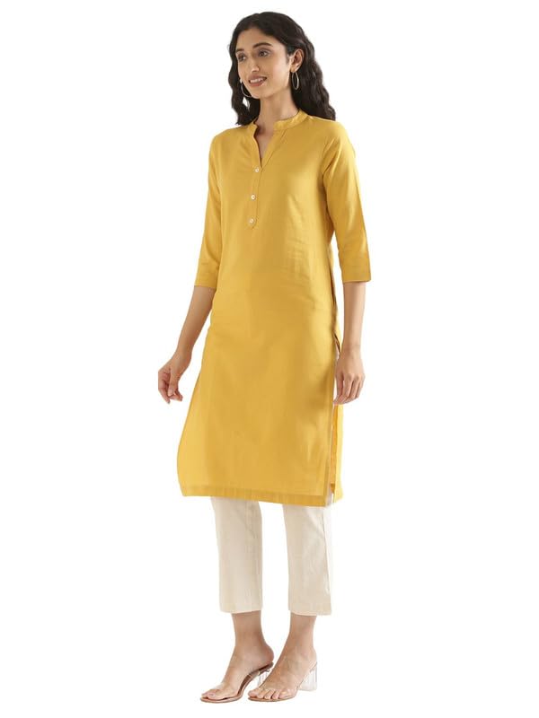 Image of SAADAA Women's Cotton Long Kurta Pant Set | Straight Fit Kurta with Trouser | Traditional Ethnic Wear for Daily & Festive Use