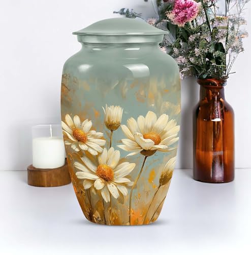 Image of Dance of Daisies Urns for Human Ashes Adult Man Male - Urns for Ashes Adult Female Mother - Urn for Women - Cremation Urn Large (10 inch)