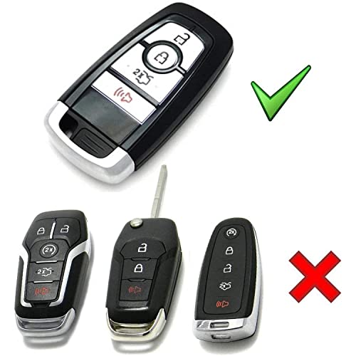 Ijdmtoy Carbon Fiber Pattern Key Fob Shell W/ Black Silicone Button Pad Cover Compatible With Ford 2018-Up Mustang F150 F250 Explorer Expedition Smart Keyless #TOP1