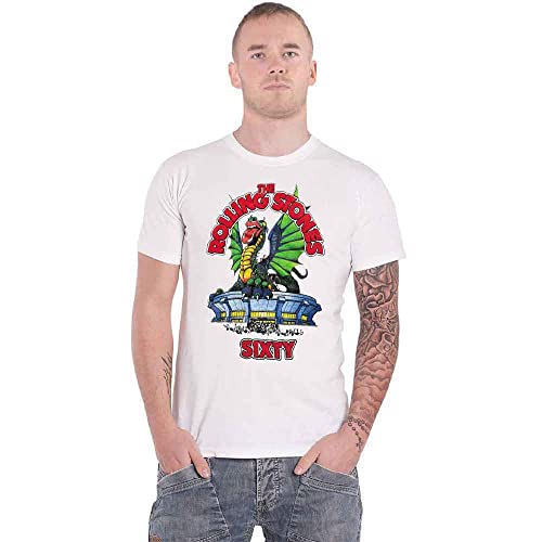 The Rolling Stones T Shirt Sixty Stadium Dragon Logo Nouveau Officiel Homme Size M - Les Beatles, Paul McCartney, John Lennon, RIngo Starr, George Harrison The Rolling Stones T Shirt Sixty Stadium Dragon Logo Nouveau Officiel Homme Size M