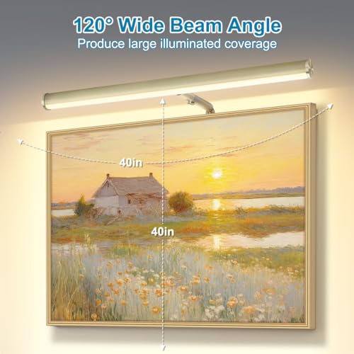 Image of LED Picture Lights for Paintings Plug in, Antique Brass Finish