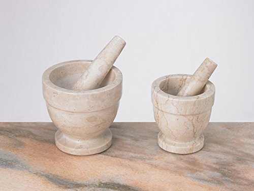 Creative Home Champagne Marble 5.9" X 5.9" Mortar & Pestle Set - Thumbnail 4