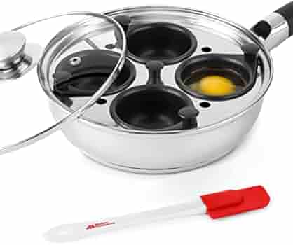 Egg Poacher 2 Pieces Stainless Steel Poached Egg Non-Stick Poached Eggs Cups Egg Poaching Cups Egg Poacher Insert
