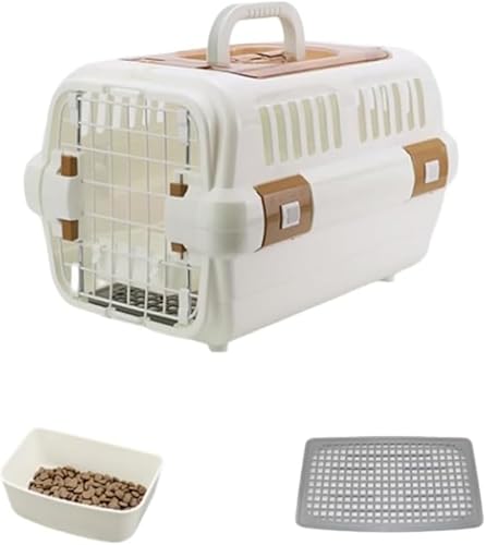 AZIEBAY ペットケージ 猫犬用 航空会社対応 ボックス キャリーバッグ 小型犬猫用 両開きドア 天窓付き ハンドル付き ポータブル キャリー 旅行 通院 防災用