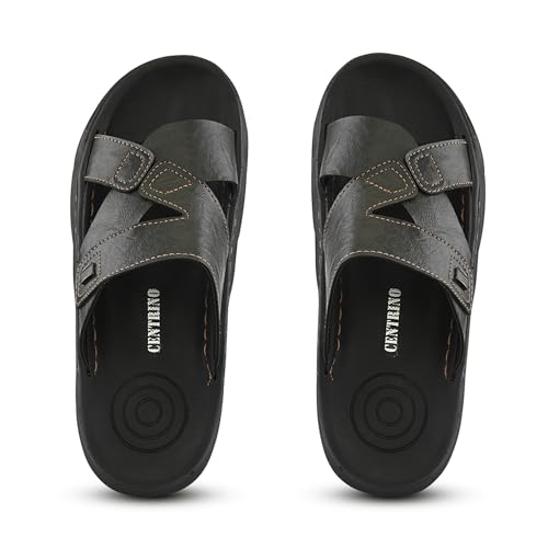 Image of Centrino Men's Slide Sandals | Stylish Adjustable Velcro Strap Sandal with Grip Insole | Casual Summer Footwear | Comfortable Casual Footwear for Office, Travel & Walking (9577)