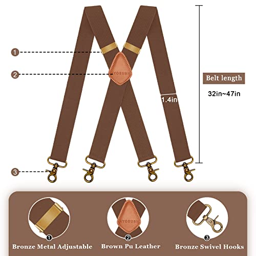 AYOSUSH Vintage Suspenders for Men 4 Snap Hooks for Belt Loops Adjustable X Back