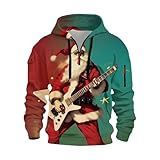 Sudadera con capucha divertida de Navidad para hombre, a la moda, para invierno y otoño, casual, manga larga, con botones, solapa, tres piezas, estampado a cuadros, sudadera con capucha para hombre,