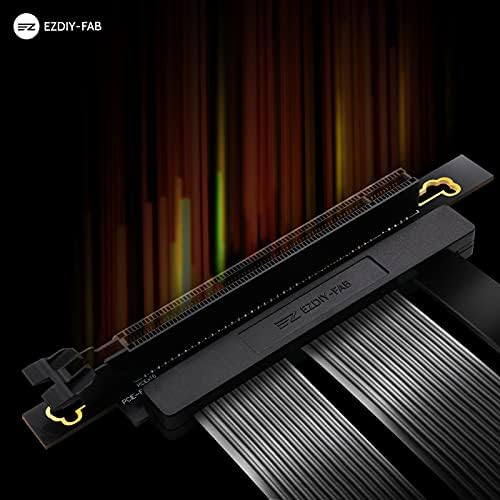 EZDIY-FAB [20cm] PCIE 4.0 16x Extreme High Speed Riser Cable PCI Express Port GPU Extension Card-Right Angle Connector