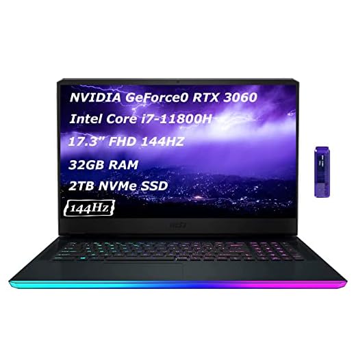 MSI GE76 Raider Gaming Laptop Intel Core i7-11800H, 17,3" FHD 144HZ, NVIDIA GeForce RTX 3060, 32GB RAM 2TB NVMe SSD, Windows 10, TWE Mouse Pad