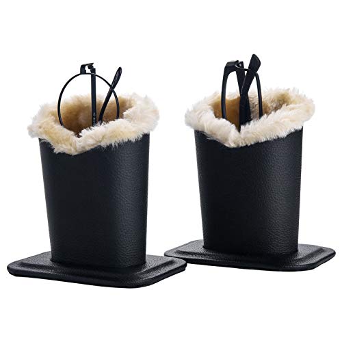 Siveit Eyeglass Holders, PU Leather Eyeglass Holder Stands with Soft Plush Lining - 2 Packs (Black, Black), Black, Black, M