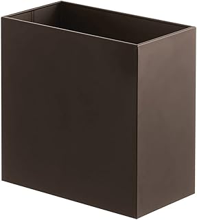 mDesign Small Steel Rectangular 2.4 Gallon/9.1 Liter Trash Can, Waste Basket for Bathroom, Bedroom, Home Office - Holds Garbage, Recycling, Household Items - Linn Collection - Bronze