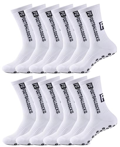 Werfunee 6 Paar Fußball Socken Grip Socks Football socks Rutschfeste Sportsocken Herren Damen mit Anti Rutsch Noppen Fussballsocken Herren 39-46 für Training Soccer Laufen
