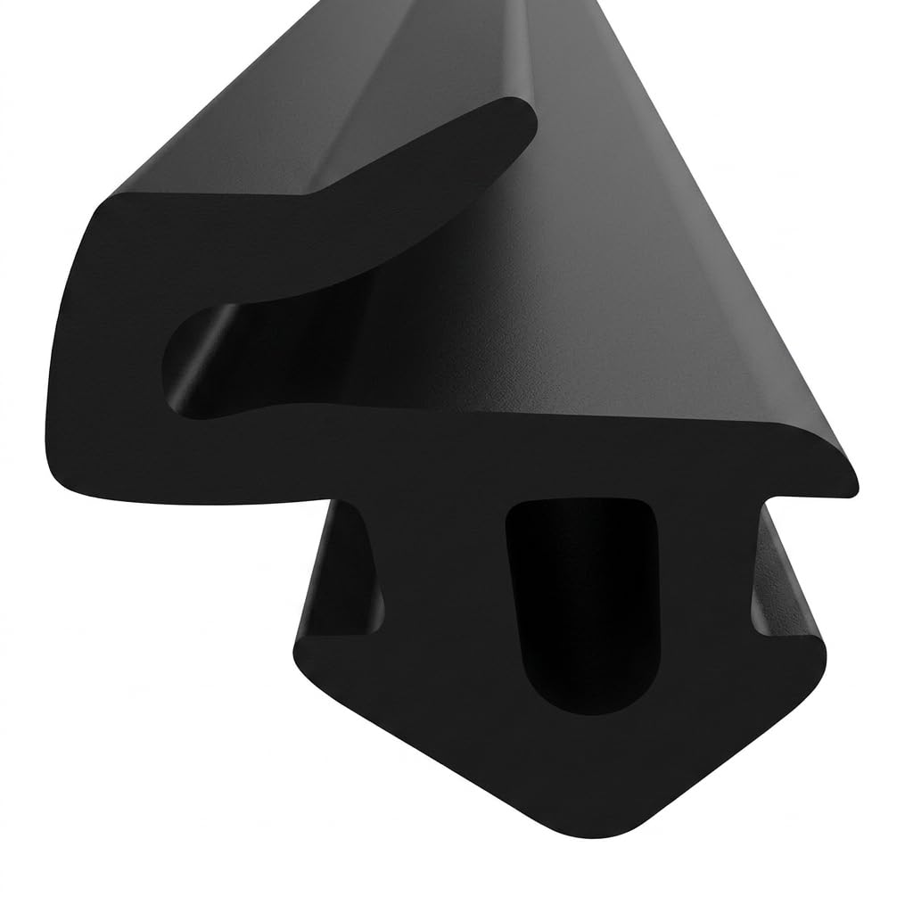 Juntas para ventanas de plástico negro, tope para ventanas, 9 mm de altura, 10 mm de ancho, ranura de 6,5 mm (negro, 25 m)