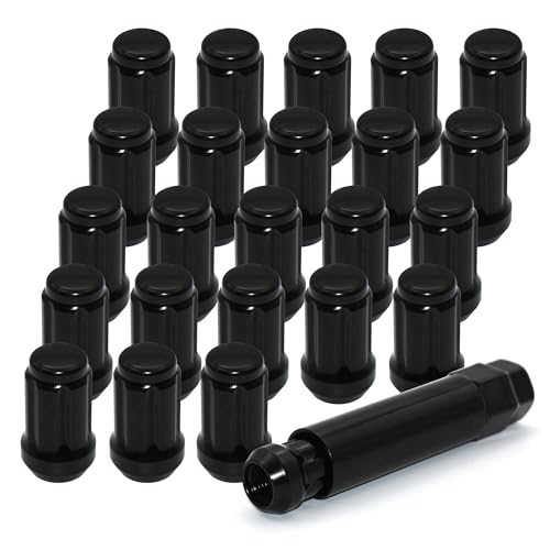 Image of 24 PCS 1 /2-20 Black Lug Nuts, 1.35 inch Tall Hex Trailer Lug Nuts, 60 Degree Conical Cone Seat with Socket Key, Wheel Lugnuts Compatible with Jeep Cherokee 1984-2001, Jeep Wrangler JK 1987-2018