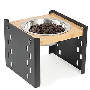 Elevated Dog Bowls, Heavy Duty Stands, Bamboo Raised Dog Food Bowl, Stainless Steel Cat Water Bowl, Dog Food and Water Bowl Set 18oz