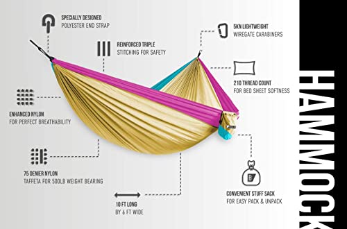 image for Bear Butt Lightweight Double Camping Parachute Hammock, Portable Two-P