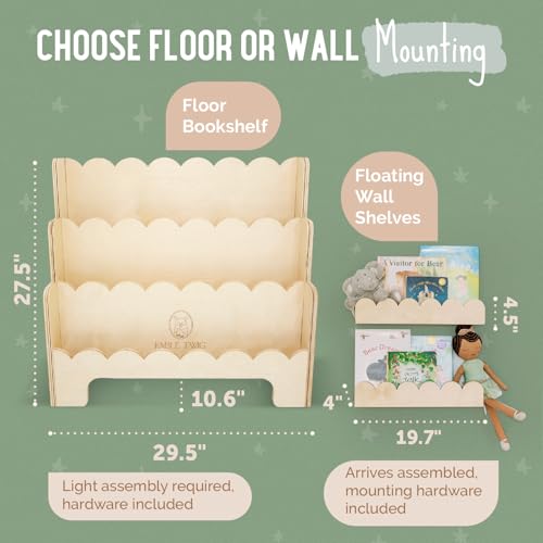 Fable Twig Prateleiras flutuantes para livros de berçário com bordas recortadas - Estantes montessor