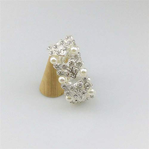 Holibanna Strass Armband Holle Bloem Parel Sieraden Multilayer Vintage Armband voor Vrouwen Dames Bruid Bruiloft (Zilver… - Image 5