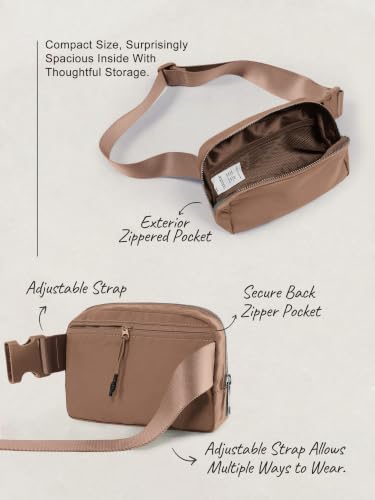 Image of ODODOS Unisex Mini Belt Bag with Adjustable Strap Small Fanny Pack for Workout Running Traveling Hiking, Brown