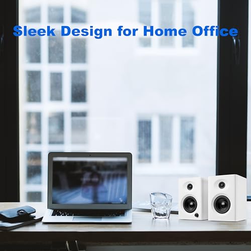 Computer Speakers for Desktop PC, 60W Powerful Sound with Deep Bass & Clear Treble – Compact Bookshelf Speakers for Home Office, Laptop, Music, Audiobooks (White, Pair) - Image 3