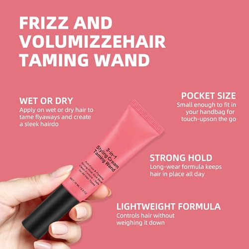 Cactus Fruit 3-in-1 Hair Styling Cream & Flyaway Taming Wand – Smooth Frizz, Slick Back & Edge Control, Define Curls, Lightweight Non-Greasy, No Flaking, Precision Brush Vegan All Hair Types, 2 (pcs) — view 6