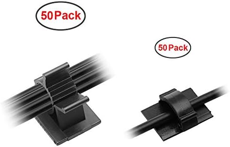 Autley Adhesive Cable Clips (100 Pieces, Two Sizes) Cable Wire Management Organizer Cable Tie Clamp Holder for Car, Office and Home