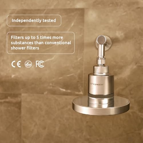 Tappwater ShowerPro Rain SMR – Duschkopf mit Filter. Entfernt 70+ Stoffe. KDF-55 & SMR-Technologie. Für hydratisierte Haut, kräftiges Haar. Hält 6 Monate oder 15.000–30.000 Liter.