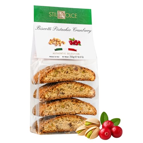 Authentic Italian Semi-Soft Pistachio and Cranberry Biscotti | Made in