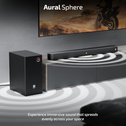 Image of iBall Cinebar 100 220W Soundbar, 2.1 Channel, Deep Bass, 16.5 cm Subwoofer, AuralSphere Surround Audio, Quad Driver Audio, BT v5.3, HDMI ARC, Optical, USB, AUX, LED Display, Wall Mountable, EQ Modes