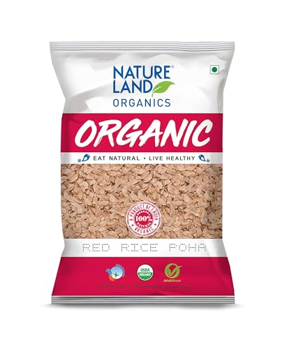 Image of Natureland Organics Red Rice Poha 500 Gm (Pack of 3) - Organic Healthy Poha
