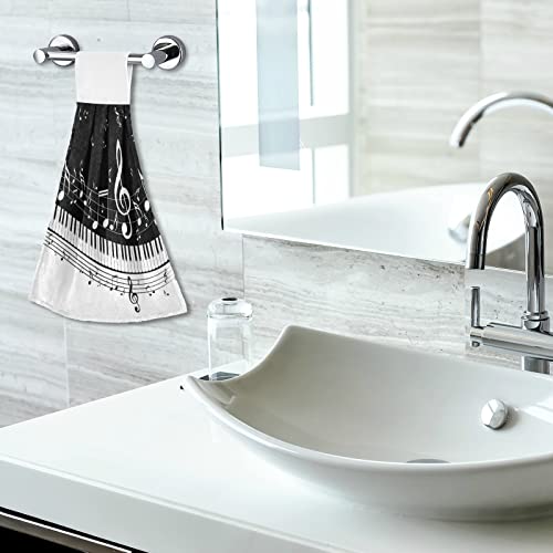Zzkko Music Note Kitchen Hand Towel Set Of 2 Hanging Towels With Hook & Loop Home Decor Bath Hand Towel Hang Cloth Tie Towel Absorbent #TOP6