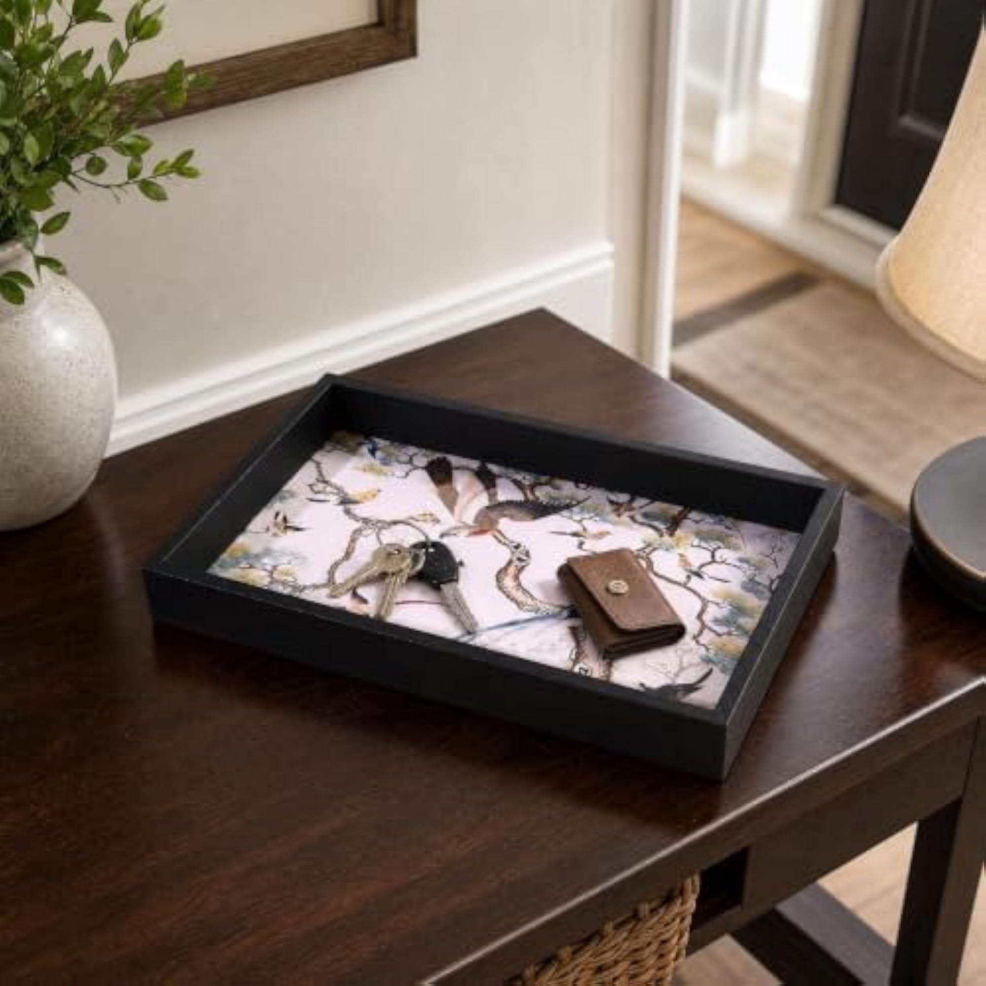 Rectangular Desktop Storage Tray with Raised Black Frame