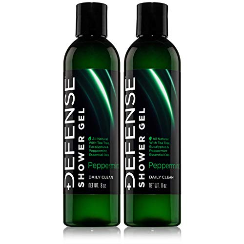 Defense Soap Peppermint Body Wash Shower Gel 8 Oz (Pack Of 2) - 100% Natural Tea Tree Oil And Eucalyptus Oil #TOP15